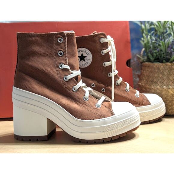 NIB Converse Chuck 70 Brown De Luxe Heel Hi Top Unisex Platform Shoes W9 M7 - Picture 4 of 14